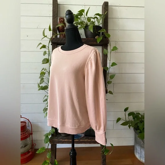 Nine West: Chic Blush Crewneck Sweater with Puff Shoulders - Picture 8 of 16